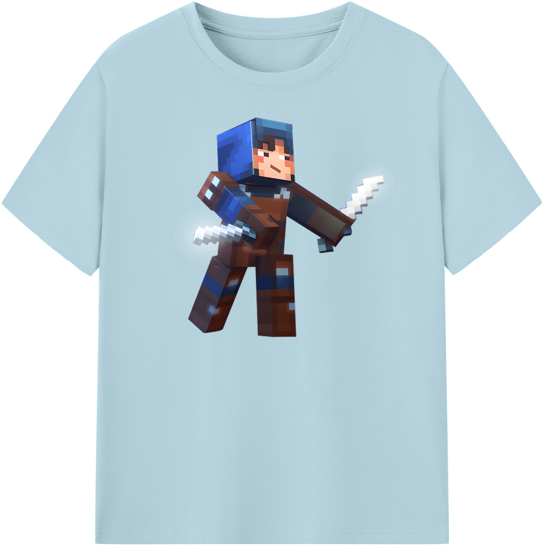 （画像用） マインクラフト ブロックの世界 Minecraft MC Block world 綿100％半袖Tシャツ（フロントプリント）